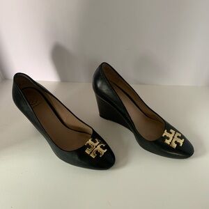Tory Burch Black Wedge Pumps size 8